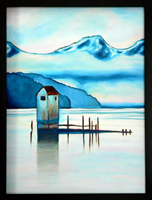 Painting of the pump house from the Treadwell Goldmine on Douglas Island Alaska
