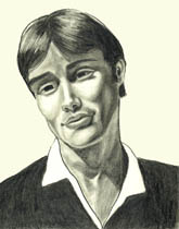 Drawing of Cillian Murphy smiling wistfully