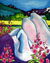 painting of a nude woman sleeping in a field of fireweed near the mendenhall glacier in juneau alaska