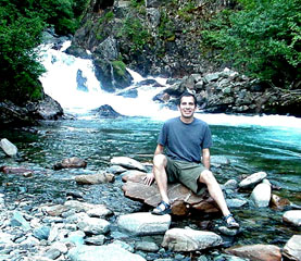 Rick at the waterfall of Perserverance Trail